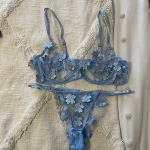 Light blue mesh bra & panty set
